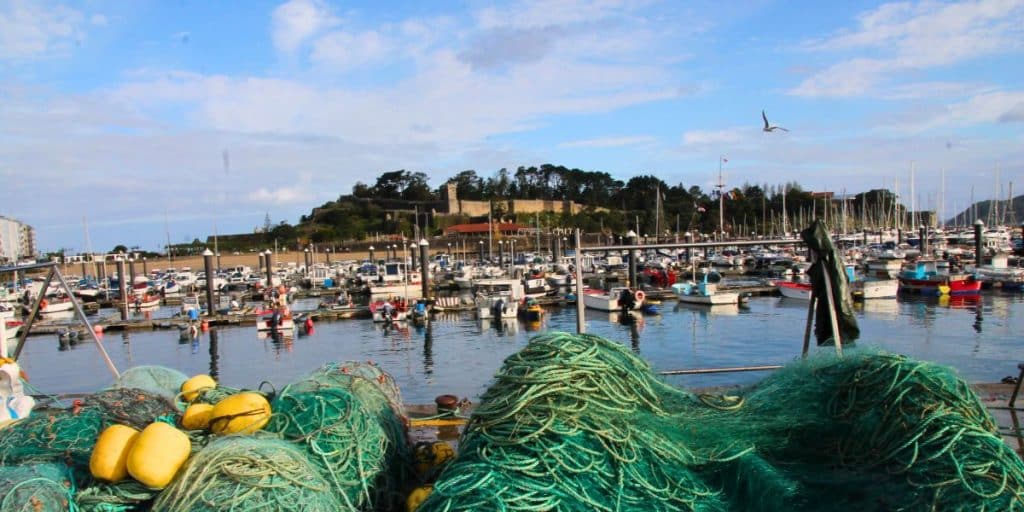 Vistas de Baiona desde el puerto pesquero y la lonja
